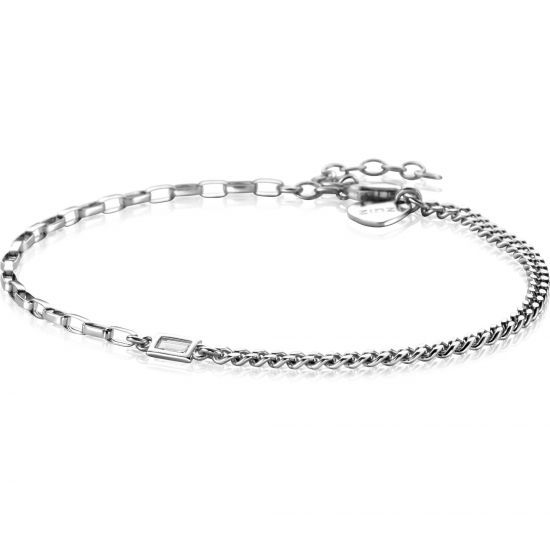 ZINZI zlv. armband grmt/paperclip met baq.zirc.