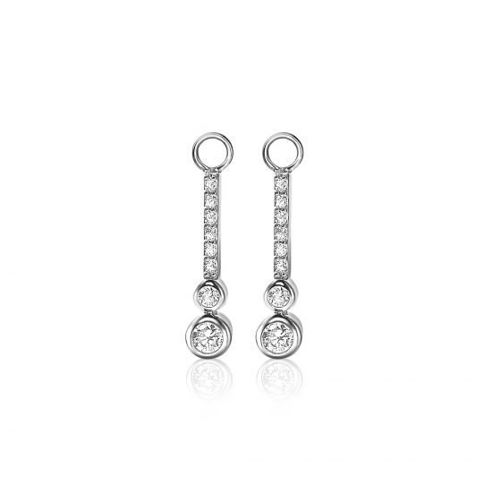 ZINZI silberne Ohrhänger Stab 23mm mit  weiße Zirkonias ZICH1954