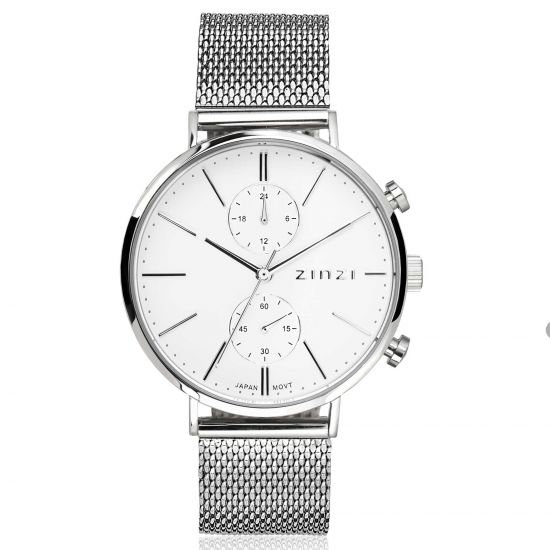 Zinzi Traveller dual time slv w.plt wit/stln.mesh