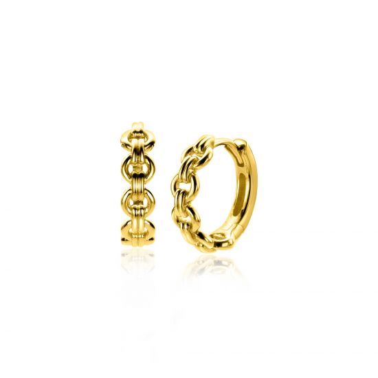 ZINZI silberne Ohrringe extra 14K gelbgold runde Glieder 15x4mm ZIO2239G