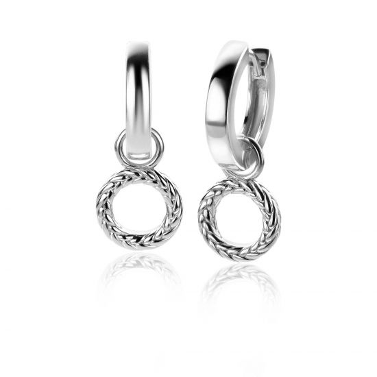 ZINZI silberne Ohranhänger rund mit Kordeleffekt 10mm ZICH2246