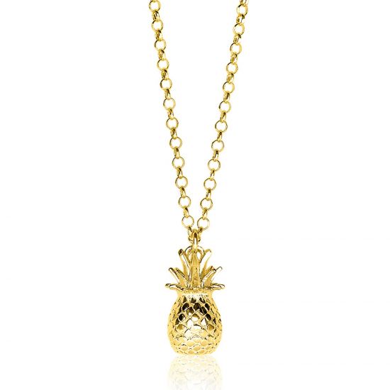 ZINZI silberne Kette gelb vergoldet Ananas 42-45cm ZIC1699G