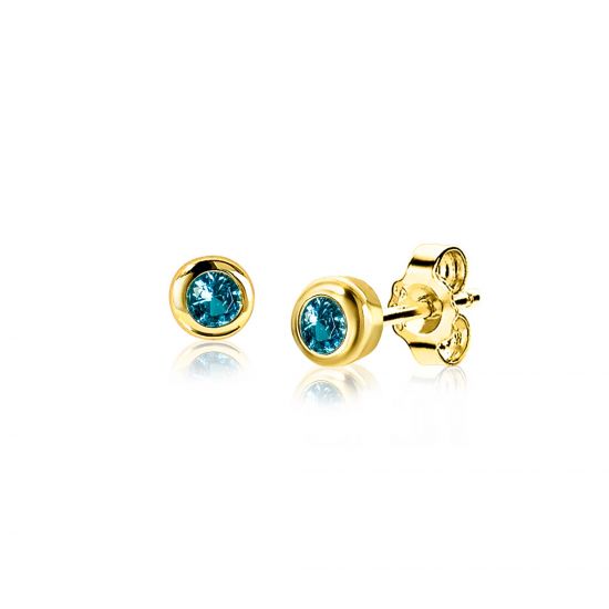 ZINZI zlv. oorkn. gg.verg.birthstones aquamarijn cz
