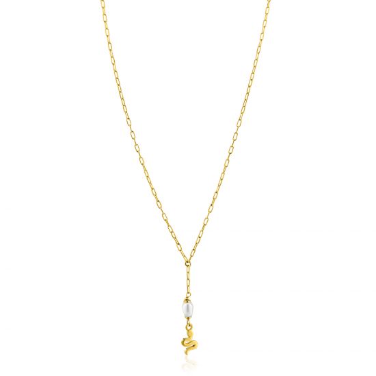 ZINZI zlv. Ycollier gg.verg.met slang/parel hanger