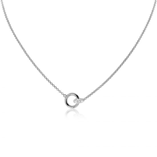 ZINZI silberne Kette rund  weiß 45cm ZIC1830