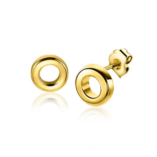 ZINZI silberne Ohstecker 14K gelb vergoldet 5mm offen rundje ZIO2168G