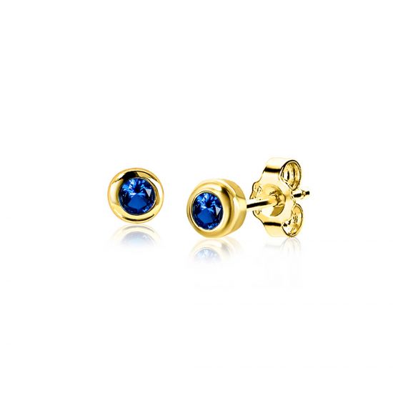 ZINZI zlv. oorknopjes gg.verg.birthstones saffier cz