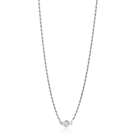 ZINZI zlv. collier koord met ronde zirconia