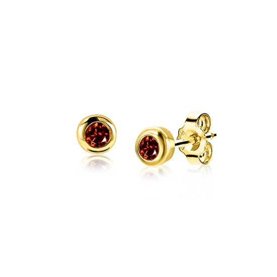 ZINZI zlv. oorknopjes gg.verg.birthstones granaat cz