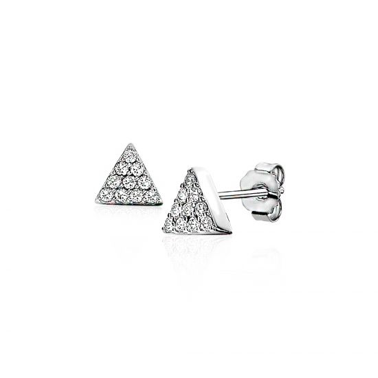 ZINZI silberne Ohrstecker Dreieck weiß 6mm ZIO1375Z
