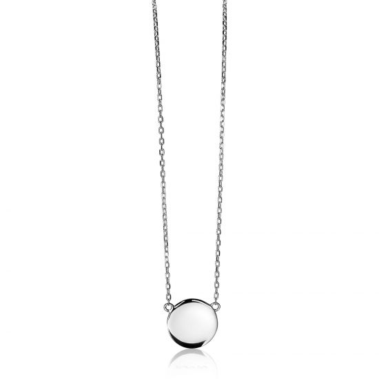 ZINZI zlv. collier met rond plaatje 11mm 42/45cm