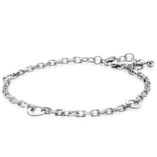 ZINZI zlv. armband anker en open rondjes