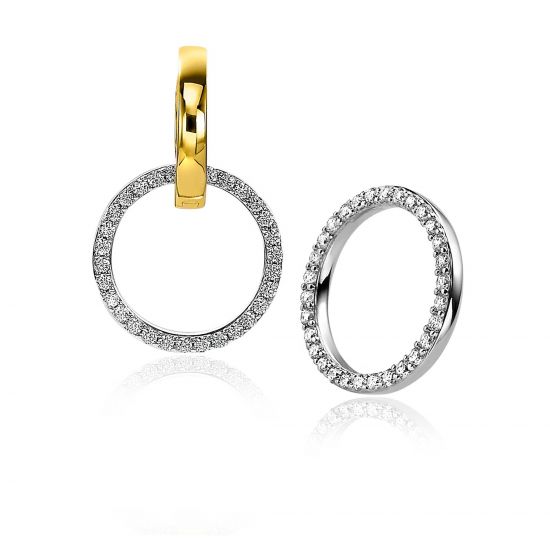 ZINZI silberne Ohrhänger 18mm runde offen Form weiße Zirkonia ZICH2199