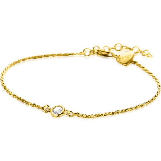 ZINZI zlv. armband gg.verg. koord met zirconia