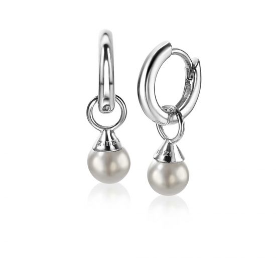 ZINZI silberne Ohrhänger Perlen hellgrau 6mm ZICH1749LG