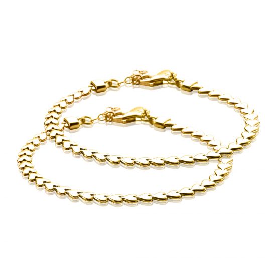 ZINZI Set aus 2 Silberarmbändern mit gelb vergoldetem Herz 4,5mm breit ZIA1798G-SET
