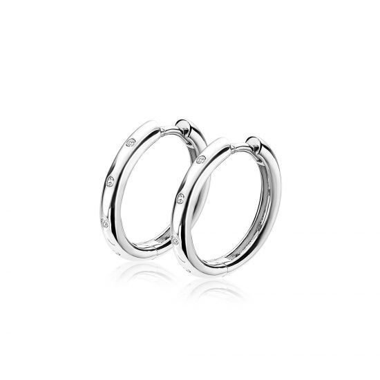 ZINZI silberne Luxus Ohrringe weiß 16x2,5mm ZIO1683
