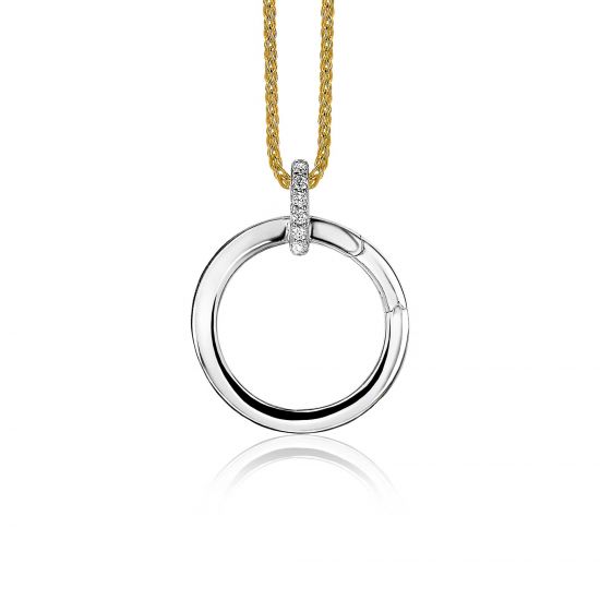 ZINZI silberner runder Anhänger 21mm mit geschlossenem Ring weiß ZIH2061