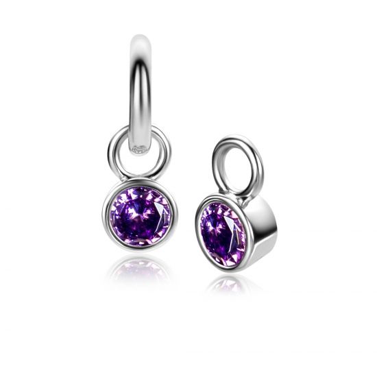 ZINZI zlv.oorbedels birthstones amethist cz