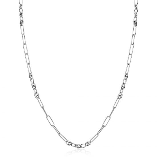 ZINZI zlv. collier paperclip en koffieboon schakels