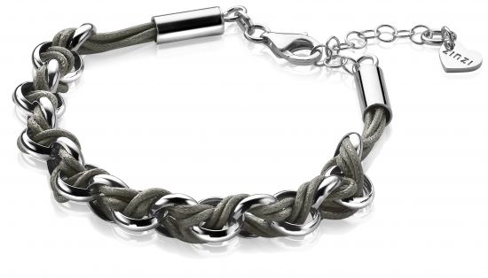 Zinzi silbernes Jasseron-Armband grau kurz 18,5-21cm ZIA1035G