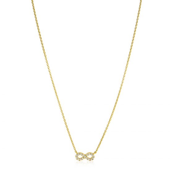 ZINZI vergoldete Silberkette mit Infinity-Symbol, vollständig besetzt mit weißen Zirkonia, 42-45 cm ZIC2597Y