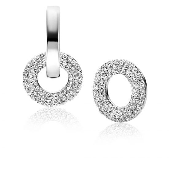 ZINZI zlv. oorbedels donut pave gezet zirconia's