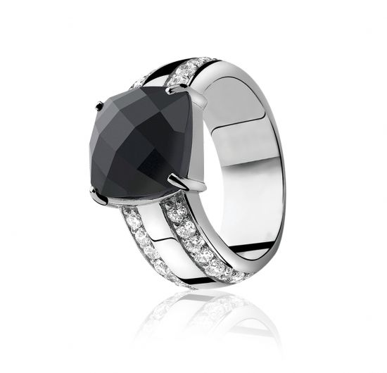 ZINZI silberner Ring schwarz ZIR625