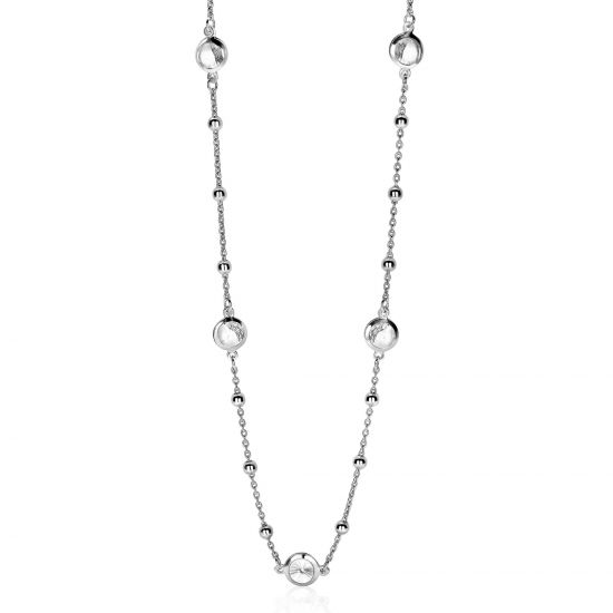 ZINZI silberne Fantasie Kette rund weiß 45cm ZIC1550