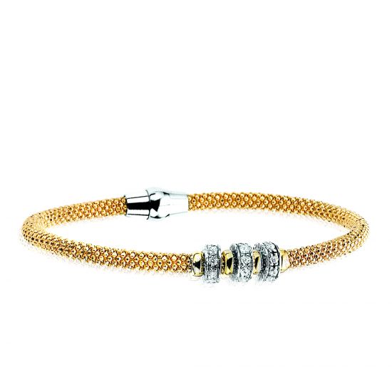 ZINZI silbernes Armband gelb vergoldet  weiß 60mm Durchmesser ZIA839G