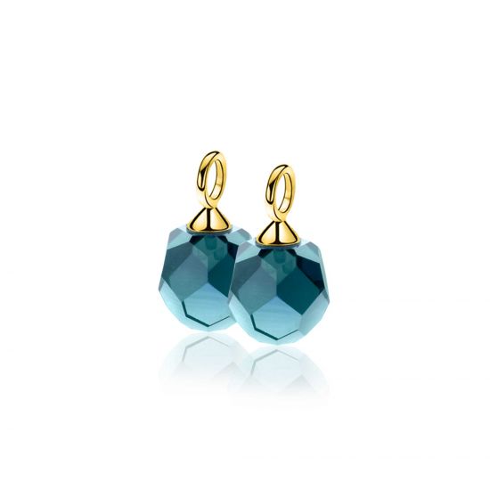 ZINZI zlv. creoolhangers gg.verg.met blauwe bead