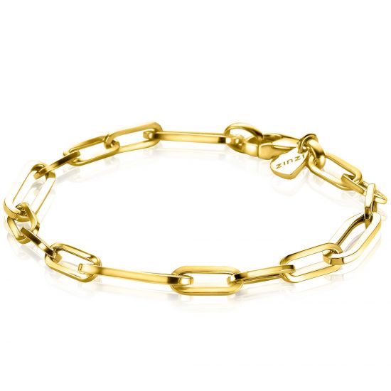 ZINZI silbernes Armband in 14K gelb vergoldet mit ovalen closed for ever Gliedern 6mm breit ZIA1990G