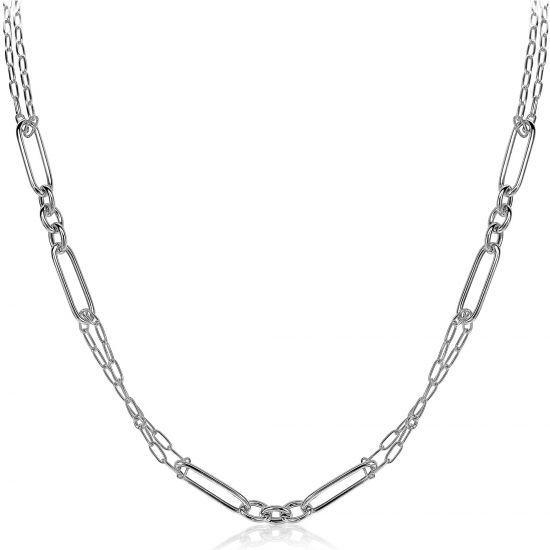 ZINZI silberne Kette 45cm waarbij diverse trendy Glieder zijn gecombineerd ZIC1991