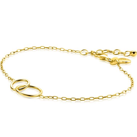 ZINZI Silber 14 Karat Gelbgold plattiertes Paperclip-Gliederarmband mit runden Formen 17-20 cm ZIA2275G