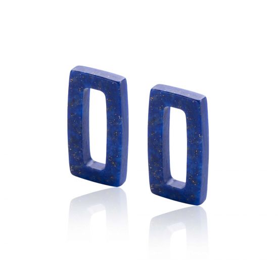 ZINZI zlv. oorbedels lapis lazuli rechthoek
