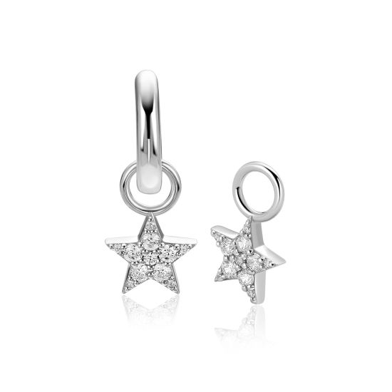 ZINZI zlv. oorbedels ster pave bezet zirconia's