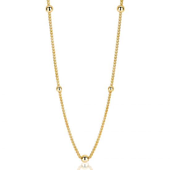 ZINZI silberne Gourmet Kette 14K gelbvergoldet Kugel 45cm ZIC987G