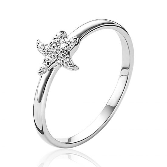ZINZI silberner Ring Seestern  weiß 8mm ZIR1898