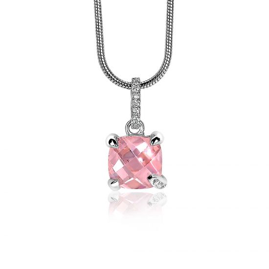 "ZINZI silberner Anhänger quadratisch rosa ZIH1470R"