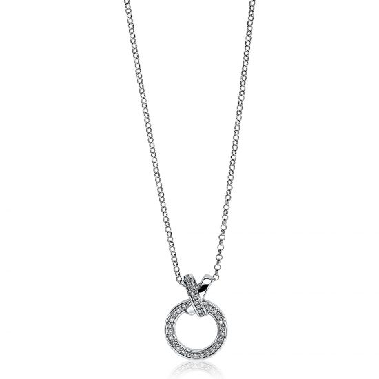 ZINZI silberne Kette rund überkreuz weiß 45cm ZIC1816