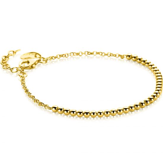 ZINZI vergoldetes Silberarmband mit Jasseron-Kugeln (2,5 mm breit) in der Mitte, 16-19 cm ZIA2640G