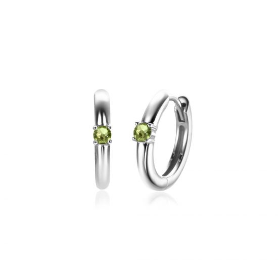 ZINZI zlv.oorringen birthstones peridoot cz