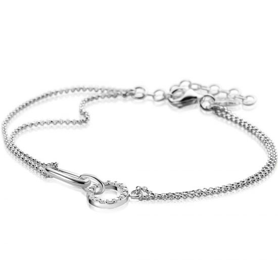 ZINZI zlv. armband met ovale en ronde schakel zirc.