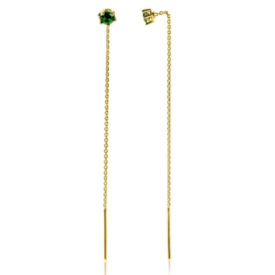 ZINZI zlv. doortrek oorsieraden gg.verg.met groen cz