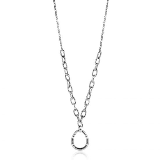 ZINZI zlv. collier met ovale tussenschakels en hanger
