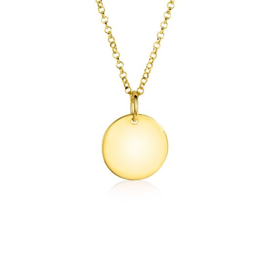 ZINZI zlv. hanger geel verguld rond plaatje 15mm