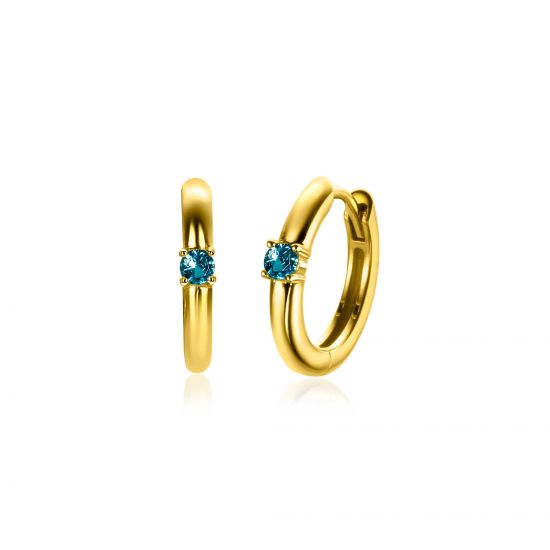 ZINZI zlv. oorring. gg.verg birthstones aquamarijn cz