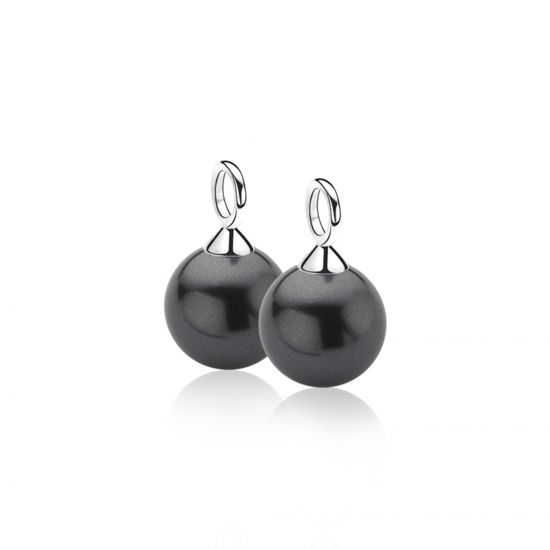 ZINZI silberne Ohrhänger Perle schwarz 12mm ZICH305Z