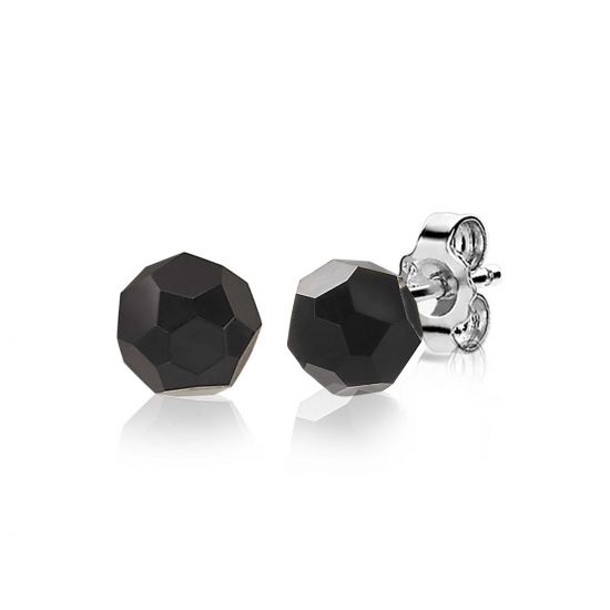 ZINZI silberne Ohrstecker 6mm schwarze Kugel ZIO1317Z