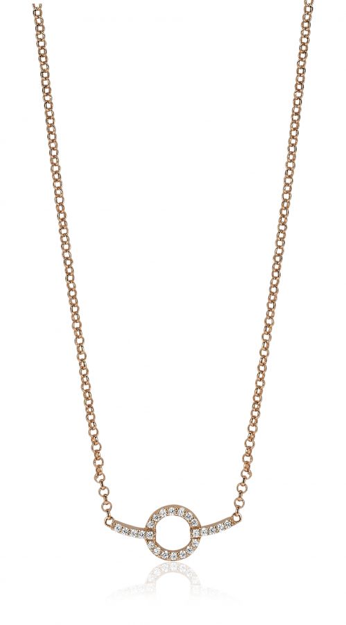 ZINZI silberne Kette rosé vergoldet eng rund design  weiß 42-45cm ZIC1063R